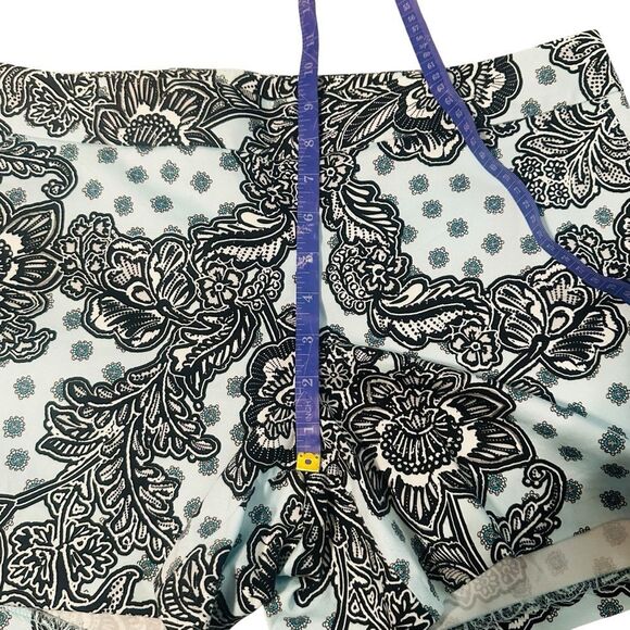 Express Light Blue Paisley Floral Print Side Zip Shorts - Size 8 - Picture 8 of 10